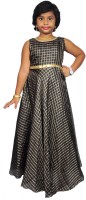 NIHA Girls Maxi/Full Length Party Dress(Black, Sleeveless)
