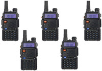 AHAXA Baofeng With Wide Frequency Range, FM Radio, LED Torch, 5-10km Range, 128 CH (Pack Of 5) UV-5R Pack Of 5 Walkie Talkie(Black)