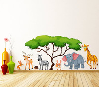 Wallzone 330.2 cm Jungle Animals Removable Sticker(Pack of 1)