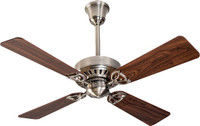 USHA HUNTER BAY PORT BRUSHED NICKEL WITH OAK 1067 mm Silent Operation 4 Blade Ceiling Fan(RED, Pack of 1)