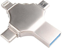 Xclub 4 in 1 Pen drive 64 GB Compatible with Type C + USb Mini 64 GB OTG Drive(Silver, Type A to Lightning)