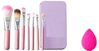 Preyansh Makeup Brush Set of 7 with Storage Box with Sponge Puff(8 Items in the set)