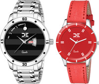 De Marquis Combo of 2, 1 DMM-9132 (Men) Black Dial