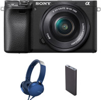 SONY Alpha ILCE-6400L (With Headphone & Powerbank) Mirrorless Camera with 16-50mm Power Zoom Lens(Black)