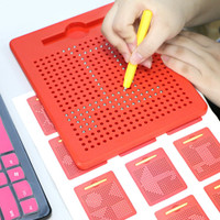 Skylofts Red Magnetic Drawing Board Magnetic Pads - Erasable Magna Doodle Writing Drawing Pad for Kids - Includes a Pen & 10 Pattern Cards (380 Magnets)(Red)