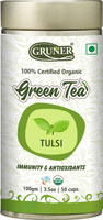 Gruner Tulsi Flavour Green Tea 100 gm | Certified Organic Product Tulsi Green Tea Tin(100 g)