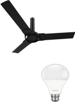 LUMINOUS New York Tiffany with 12 W Round B22 D LED Bulb 1200 mm 3 Blade Ceiling Fan(Midnight, Pack of 1)
