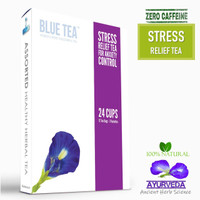 Blue Tea Stress Relief Tea for Anxiety Control, 24 Cups -12 Teabags Hibiscus, Lavender Herbal Tea Pouch(12 Bags)