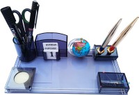 PANKU 4 Compartments Acrylic, Plastic Pen Stand(Smoke Black)