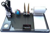 PANKU 3 Compartments Acrylic, Plastic Pen Stand(Black)