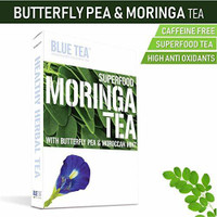 Blue Tea Moringa Mint |20 Teabags - 40 Cups| Tulsi, Mint Herbal Tea Bags Box(20 Bags)