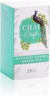 Chai Craft Traditional and Celebratory Kashmiri Kahwa Green Tea, 25 Tea Bag Ginger, Cloves, Cardamom, Cinnamon, Saffron, Almond Green Tea Bags Box(25 Bags)