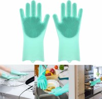 Easy Deal India EDI Silicone Scrubbing Gloves, Scrub Cleaning Gloves with Scrubber for Dishwashing and Pet Grooming, Latex Free (Multicolor 1Pair) Wet and Dry Disposable Glove(Free Size)