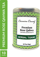 Carmine County Premium Rose Qahwa – Traditional Kashmir Rose Tea – Finest Quality tea with therapeutic benefits Cardamom, Cinnamon, Rose Herbal Infusion Bags Tin(10 B