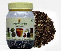 Organic Foodies Jaggery Masala Chai 200g – Pack of 1 Jar Cardamom, Black Pepper, Cinnamon, Cloves, Ginger, Spices Masala Tea Mason Jar(5 Bags)