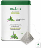 MOKSA Tea & Botanicals Luxury 100% Pure Stimulating Detox Herbal Tea with 5 Whole Spices Good for Weight Loss | Boost Metabolism and Healthy Skin | 15 Biodegradable Pyram