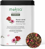 MOKSA Tea & Botanicals Luxury 100% Pure Rose and Hibiscus Oolong Loose Tea Leafs with Dried Rose Petals | Improves Blood Circulation and Nourishes The Skin | Premium Qual