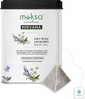 MOKSA Tea & Botanicals Luxury 100% Pure Earl Grey Lavender Black Tea Leafs | 15 Biodegradable Pyramid Tea Bags | Premium Quality Lavender Black Tea Tin(15 Bags)