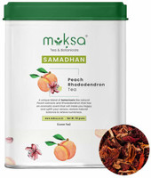 MOKSA Tea & Botanicals Luxury 100% Pure Peach Rhododendron Tea Loose Leafs with Peach Infusion & Dried Rhododendron Flowers Loose Tea | Premium Quality Peach Green Tea Ti