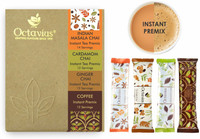 Octavius Indian Masala, Cardamom, Ginger & Coffee (4 in 1) Ready Tea & Coffee Assorted Instant Tea Box(50 Bags)