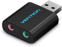 VEnTIOn USB External Sound Card, USB Audio Interface Audio Adapter External USB Stereo Sound Card With 3.5mm Headphone and Microphone Jack USB Adapter(Black)
