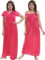 SHOPPING STATION Women Nighty with Robe(Pink)