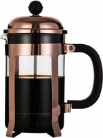 InstaCuppa French Press 600ml with 4 Part Superior Filter BPA Free Borosilicate Glass Carafe Heat Resistant Handle Copper 6 cups Coffee Maker(Copper)