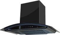 iBELL EL40K 90cm 900m3/hr Kitchen Chimney Hood, 215W Power,High Bright LED Light,motion sensor technology and Toughened Glass, Double Layered Filter Auto Clean Wall Mounted Chimney(Black 900 CMH)