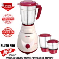 Activa Pluto Pro 3 Jar 500 W Mixer Grinder (3 Jars, White)