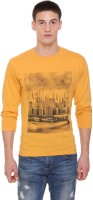 NBOD Printed Men Round Neck Yellow T-Shirt