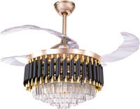 HANS LIGHTING HL9273 Crystal decorative fancy ceiling fan 1050 mm Remote Controlled 4 Blade Ceiling Fan(Gold, Pack of 1)