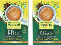 Steviocal Bliss Pack of 2 - 10 Cup Sachets Each Cardamom Instant Tea Box(160 g)
