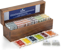 Octavius Assortment Of Fine Black & Green Teas in Darkwood Caddy Wooden Gift Box Assorted Tea Bags Festive Gift Box(60 Bags)