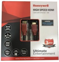 Honeywell HDMI Cable 5 m HC000003/HDM/5M/BLK(Compatible with TV, LAPTOP, GAMING CONSOLE, BLU-RAY PLAYERS, PROJECTOR, Black, One Cable)