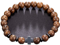 Fabula Wood Beads Black Silver Bracelet