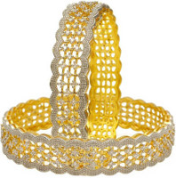 Yellow Chimes Copper Crystal Gold-plated Bangle(Pack of 2)