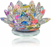 SWISS WONDER Crystal Glass Lotus flower for Worship, Blessings Decorative Showpiece  -  5.5 cm(Crystal, Glass, Multicolor)