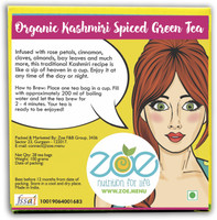Zoe Nutrition for Life ORGANIC KASHMIRI SPICED GREEN TEA Spices, Cinnamon, Rose, Cloves, Cardamom Green Tea Bags Box(28 Bags)