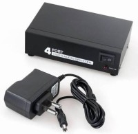 DESIKARTZ 4 Way Audio Video AMP Splitter RCA 1 Input & RCA 4 Output Media Streaming Device(Black)