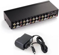 DESIKARTZ 8 Way Audio Video AMP Splitter RCA 1 Input and 8 Output Media Streaming Device(Black)