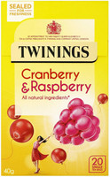 Twinings Cranberry & Raspberry 20 Tea Bags Cranberry, Raspberry Tea Bags Box(40 g)