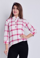 FabTak Casual Regular Sleeve Checkered Women Pink Top
