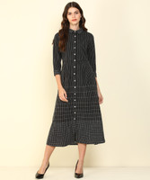 AND Women A-line White, Black Dress