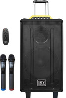 MX 12 inches Portable Wooden Multimedia Trolley Speaker With Built-in Amplifier Battery Bluetooth Usb Radio Fm Sd Card Aux Input & Wireless Microphone Remote 100 Watts 3712Wooden Indoor, Outdoor PA System(300 W)