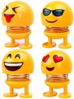 ElectroValley Spring Doll Emoji Shaking Head Face Dancing for Party, Kids, Gift, Car Dashboard, Desk, Office Decoration (Pack of 4)(Yellow)