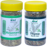 SOMAZ Thyme and Rosemary Herbal Tea Combo Pack (25 gm Each) Mint, Tulsi Herbal Tea Mason Jar(50 g)