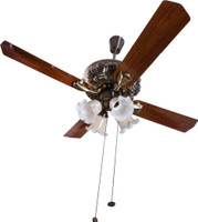Breezalit Venus Brass 1200 mm 4 Blade Ceiling Fan(Antique brass housing with wallnut finish blades, Pack of 1)