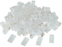 atekt 100pcs RJ45 Connectors Modular 8 Pin Network Cable Plugs RJ-45 Adapter Crimps Network Interface Card (Crystal Clear, Gold Plated) Network Interface Card(Clear)