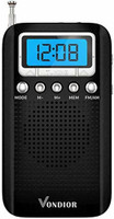 Vondior FM Portable Pocket Radio with Alarm Clock FM Radio(Black)