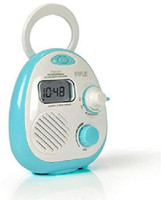 PYLE - Mini Waterproof Bluetooth Music Shower Alarm Clock Radio Speaker FM Radio(Multicolor)